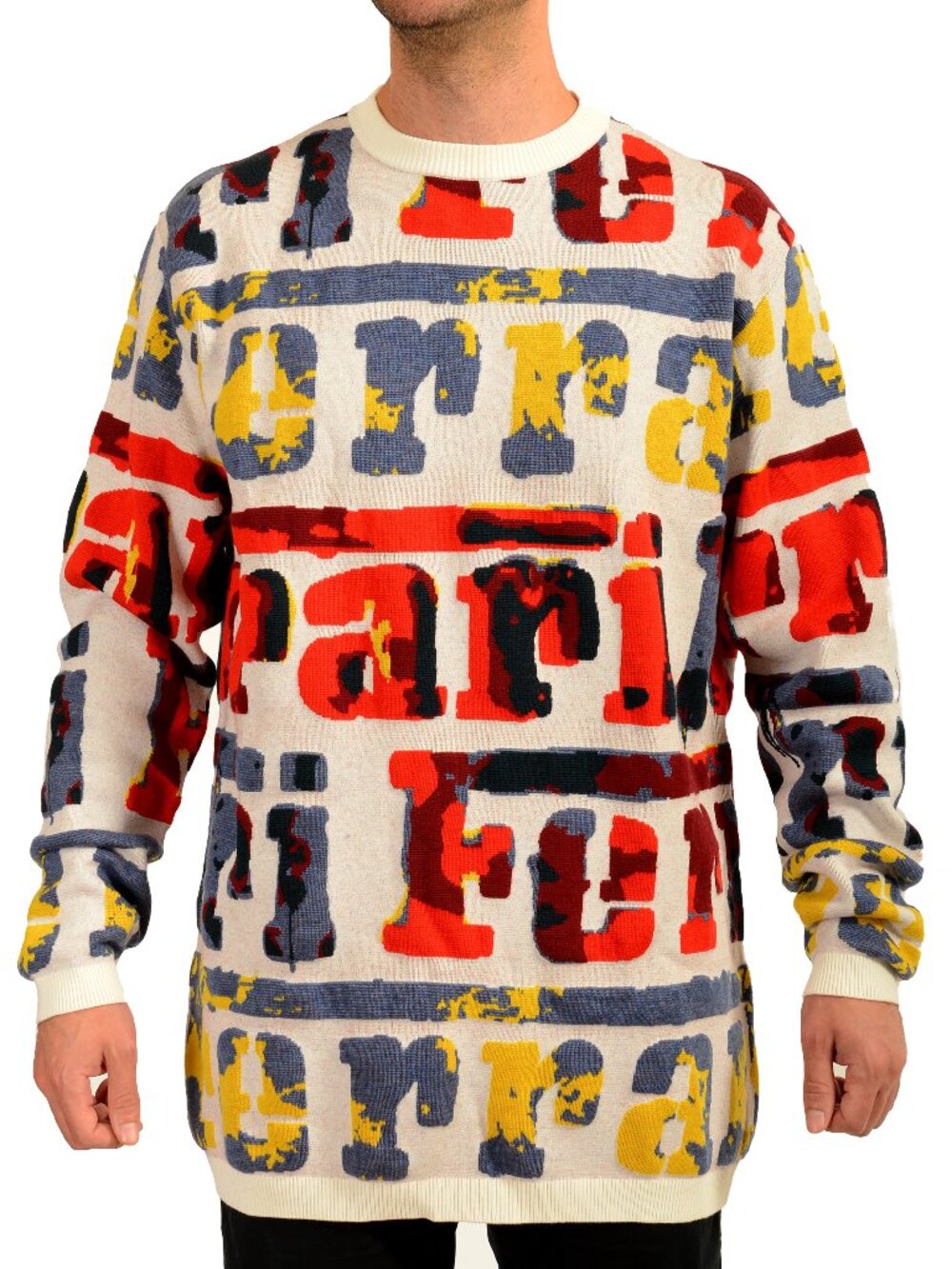 Scuderia Ferrari Fluid Jacquard Graffiti Wool Pullover Sweater US 2XL IT 56